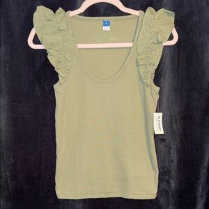 Old Navy Women's Olive Ruffle Tank Top